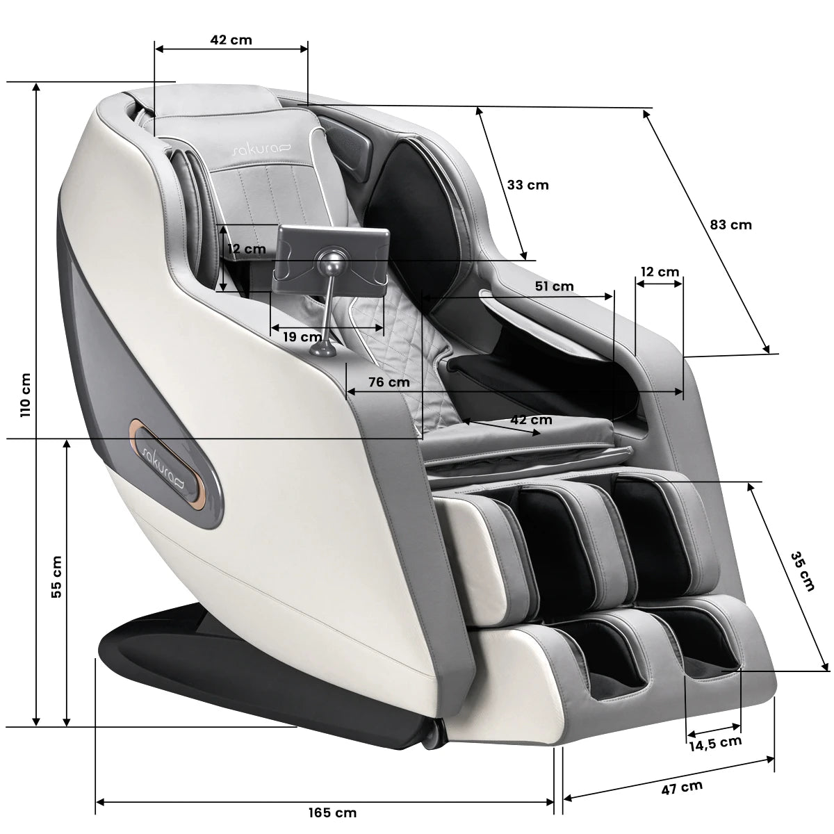 Masažo kėdė Sakura Comfort Plus 806, pilka