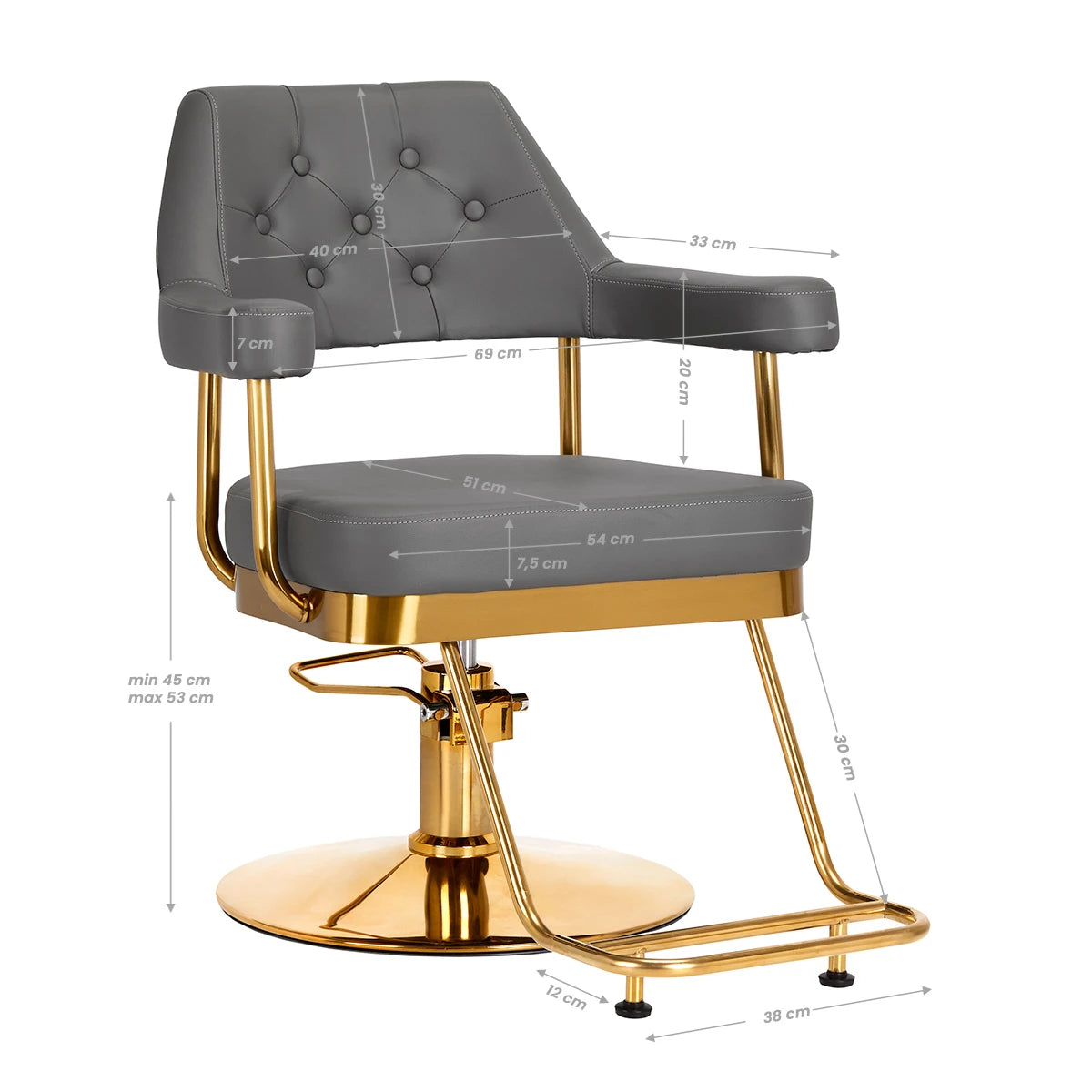 Hairdressing chair GABBIANO Granda gold grey