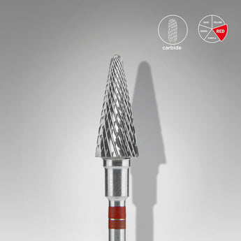 Staleks Expert Karbid sømbor til venstrehåndede kegle rød, hoveddiameter 6 mm, arbejdslængde 14 mm - rød/blød