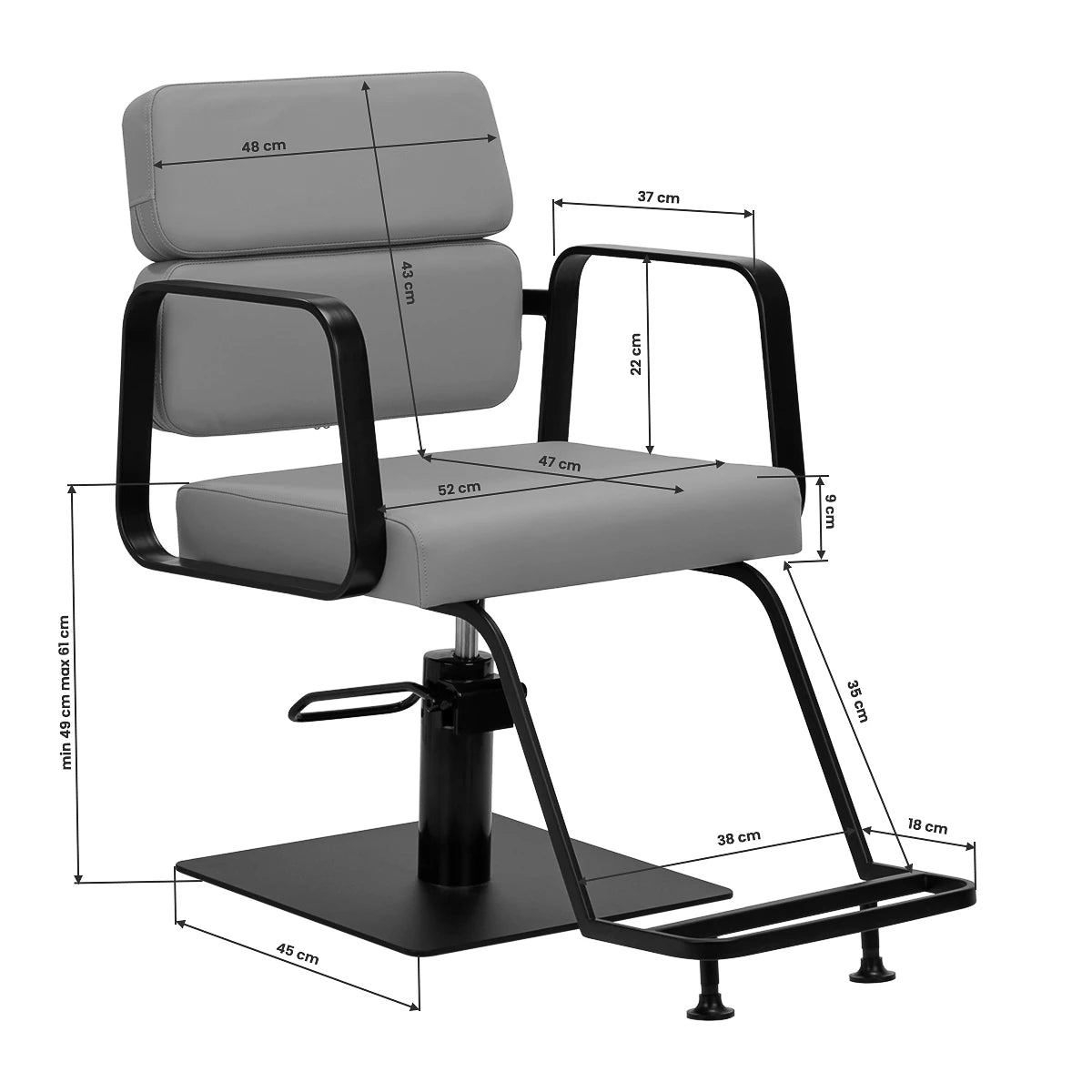 Fauteuil de coiffure Gabbiano Porto noir-gris