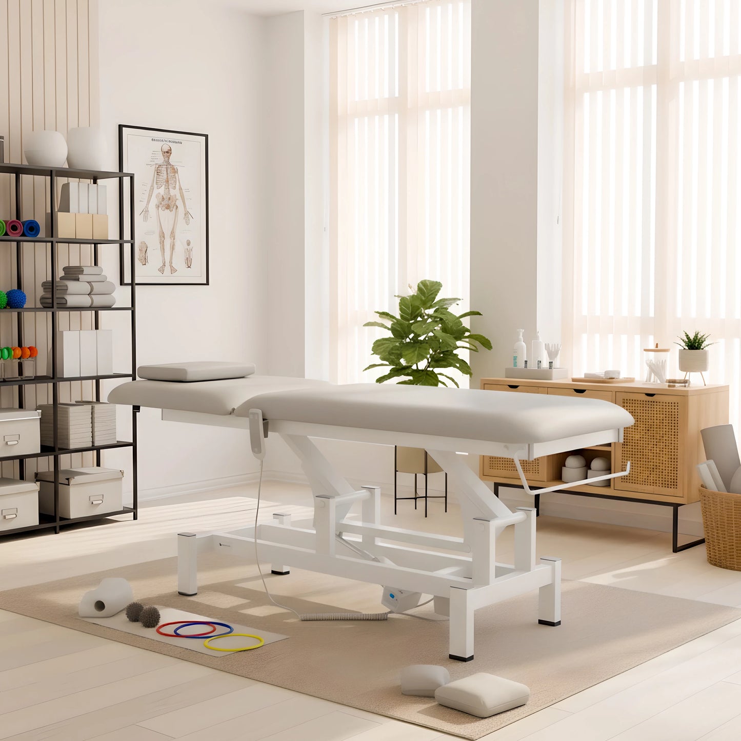 Fortis 2 treatment table, electric adjustment, hand remote control, head cushion, k729 light gray