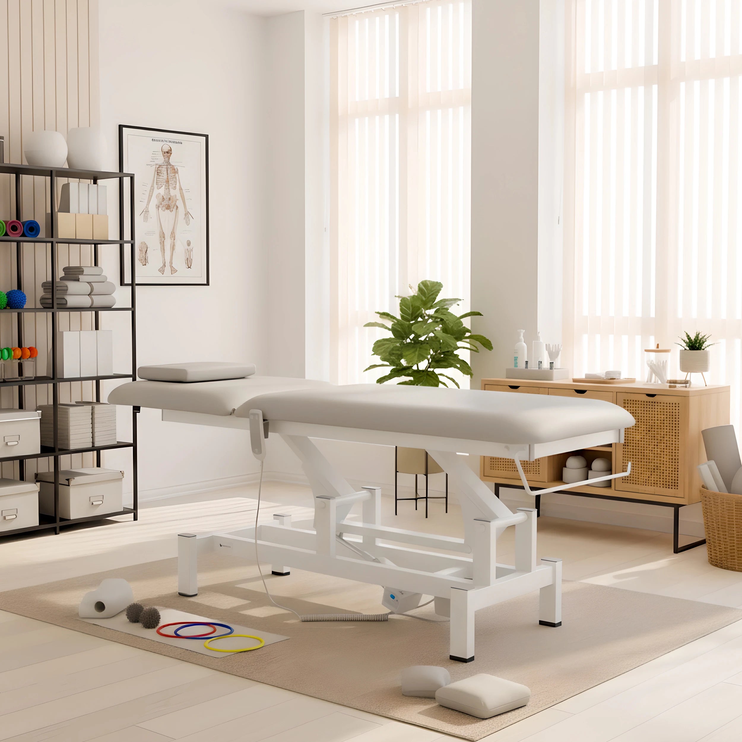 Fortis 2 treatment table, electric adjustment, hand remote control, head cushion, k729 light gray
