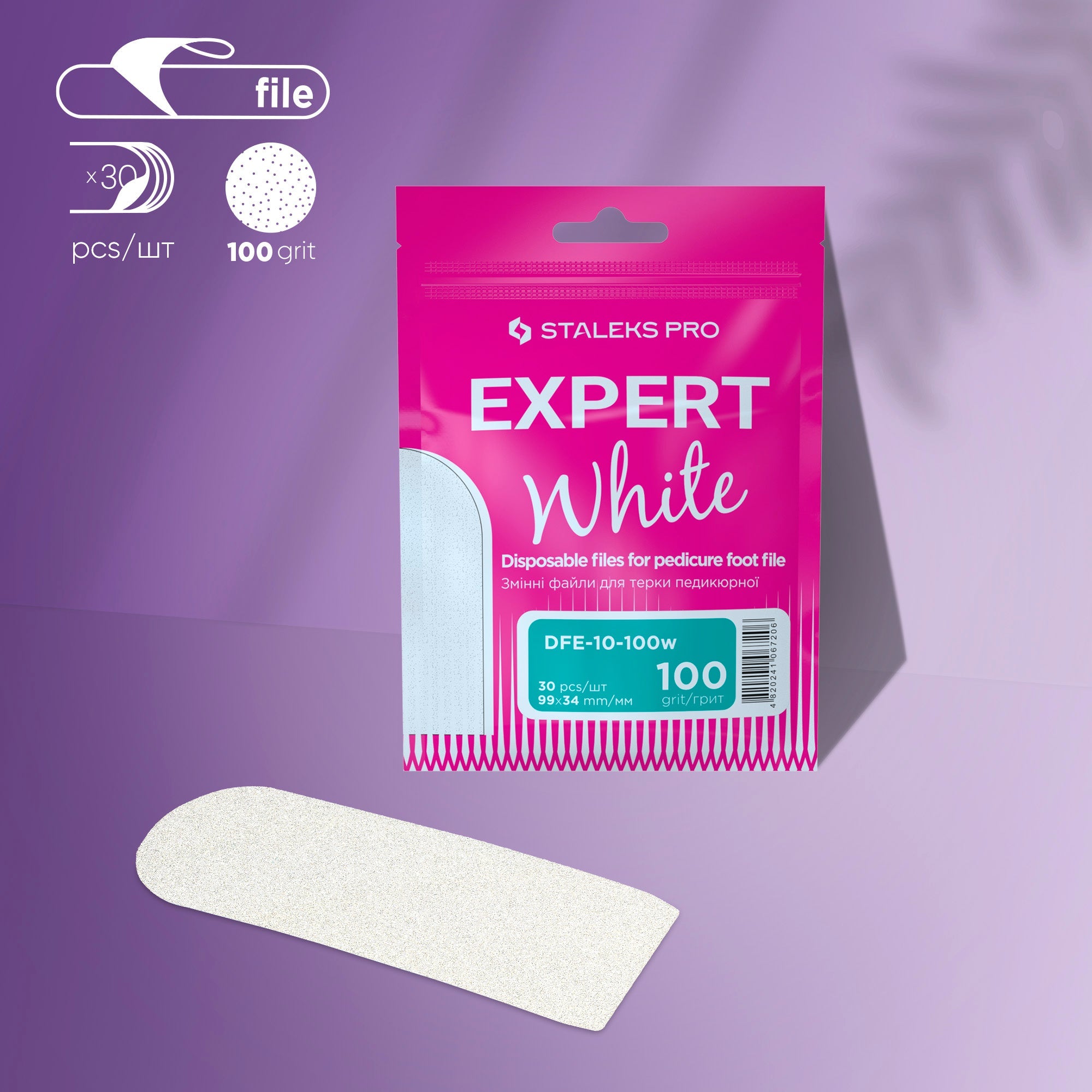 Staleks Pro Expert 10 Vervangbare voetvijlen 30 stuks, Wit