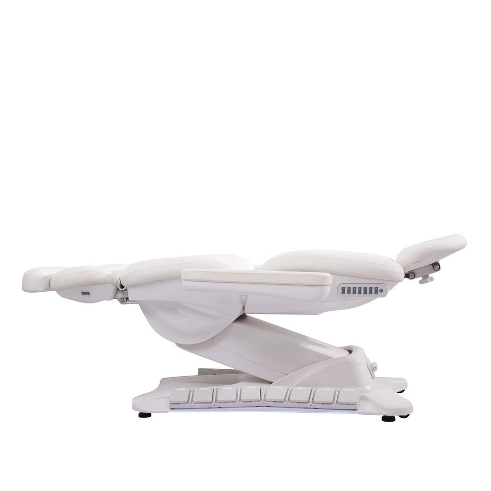 GIR + – Electric aesthetic chair with 4 independent motors, upholstered in white PU, equipped with a heating system.