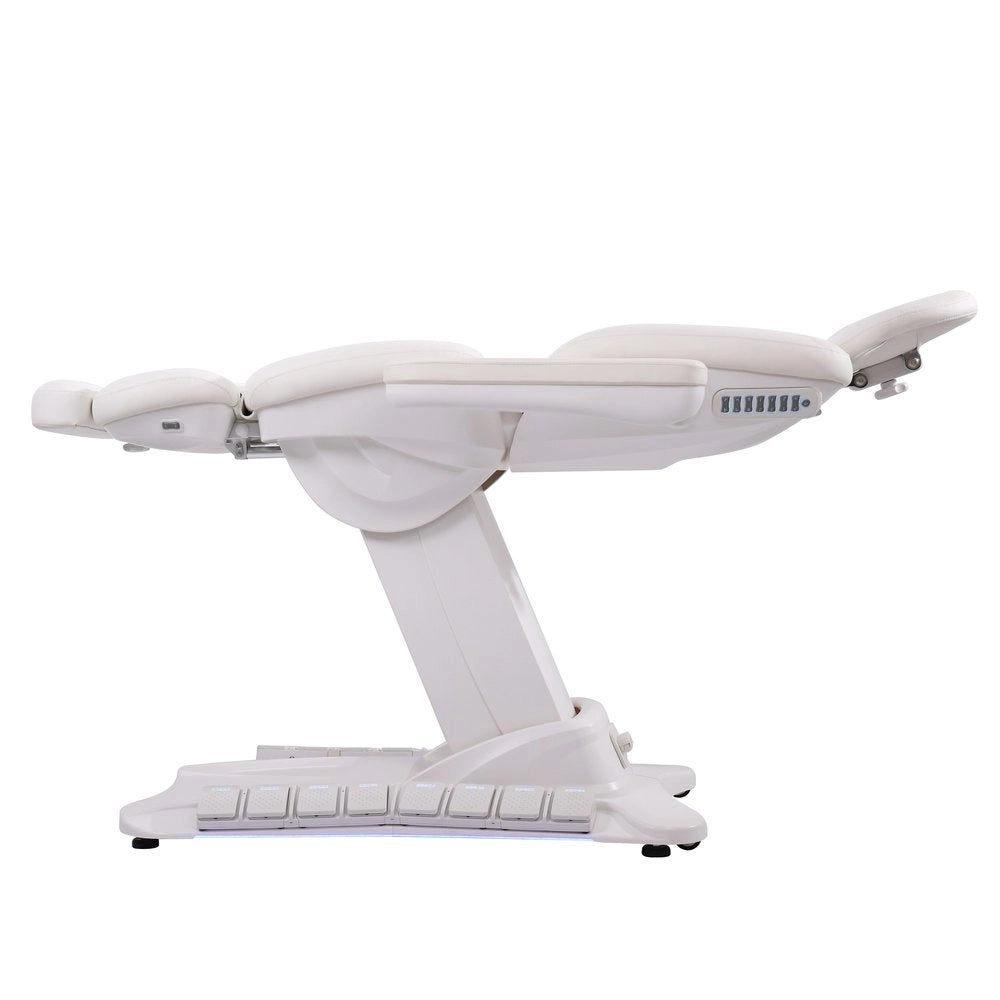 GIR + – Electric aesthetic chair with 4 independent motors, upholstered in white PU, equipped with a heating system.