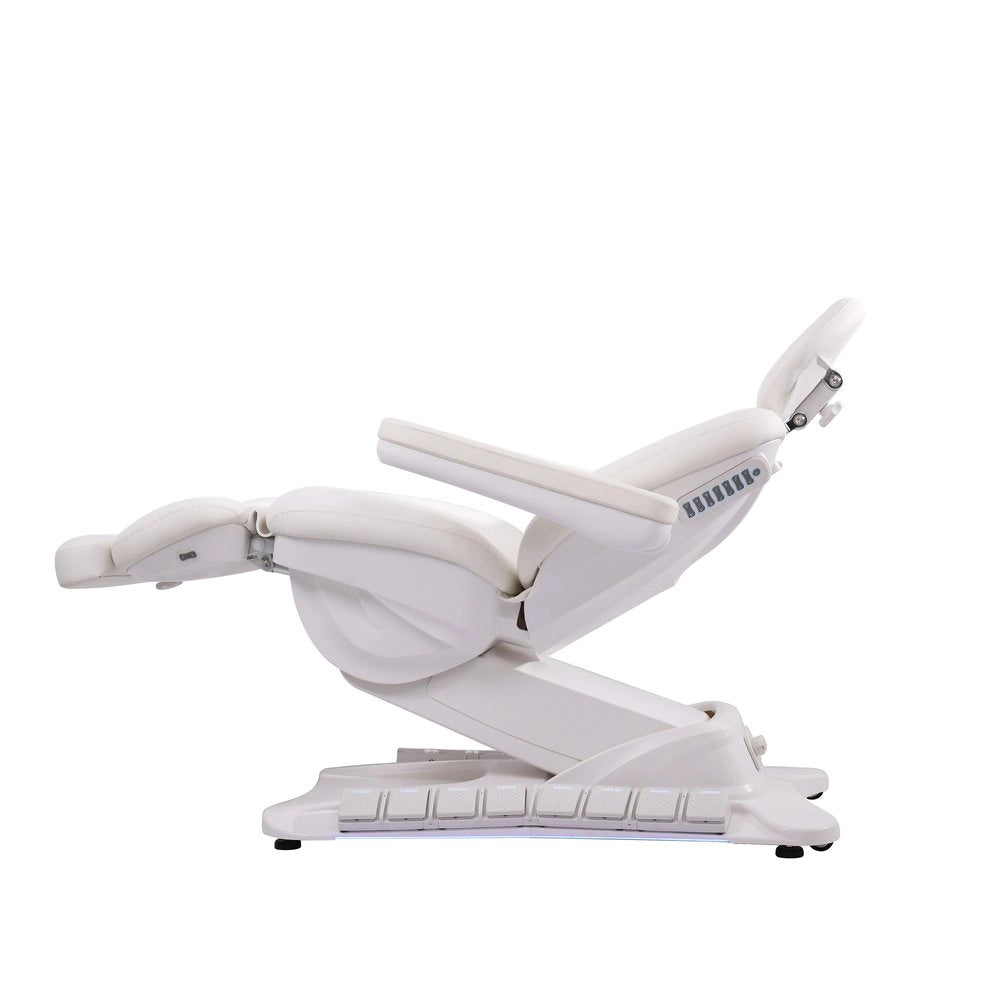 GIR + – Electric aesthetic chair with 4 independent motors, upholstered in white PU, equipped with a heating system.