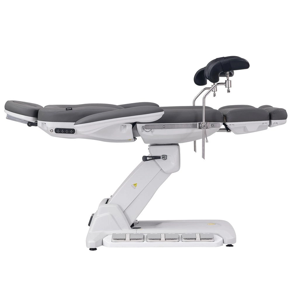 SIMUS GYN – Electric gynecological chair with 4 independent motors, upholstered in PU Gray color, with gynecological stirrups.