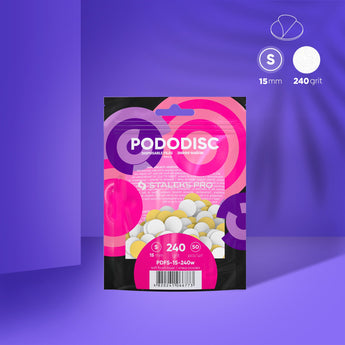 Staleks Expert 15 Pododisc S Adhezīvie faili pedikīrai diskam uz mīksta putas slāņa, 240 grīda 15 mm (50 gab.)