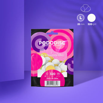 Staleks Expert 25 Pododisc L adhezīvās pedikīra diska faili uz mīksta putas slāņa, 320 grieze, 25 mm (50 gab.)