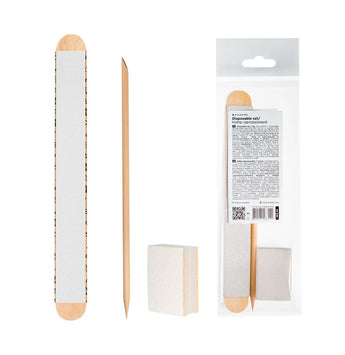 Disposable set NFS-30 (papmAm Mix on a wooden base 100/180 grit, buff 180/240 grit, orange stick 110 mm)