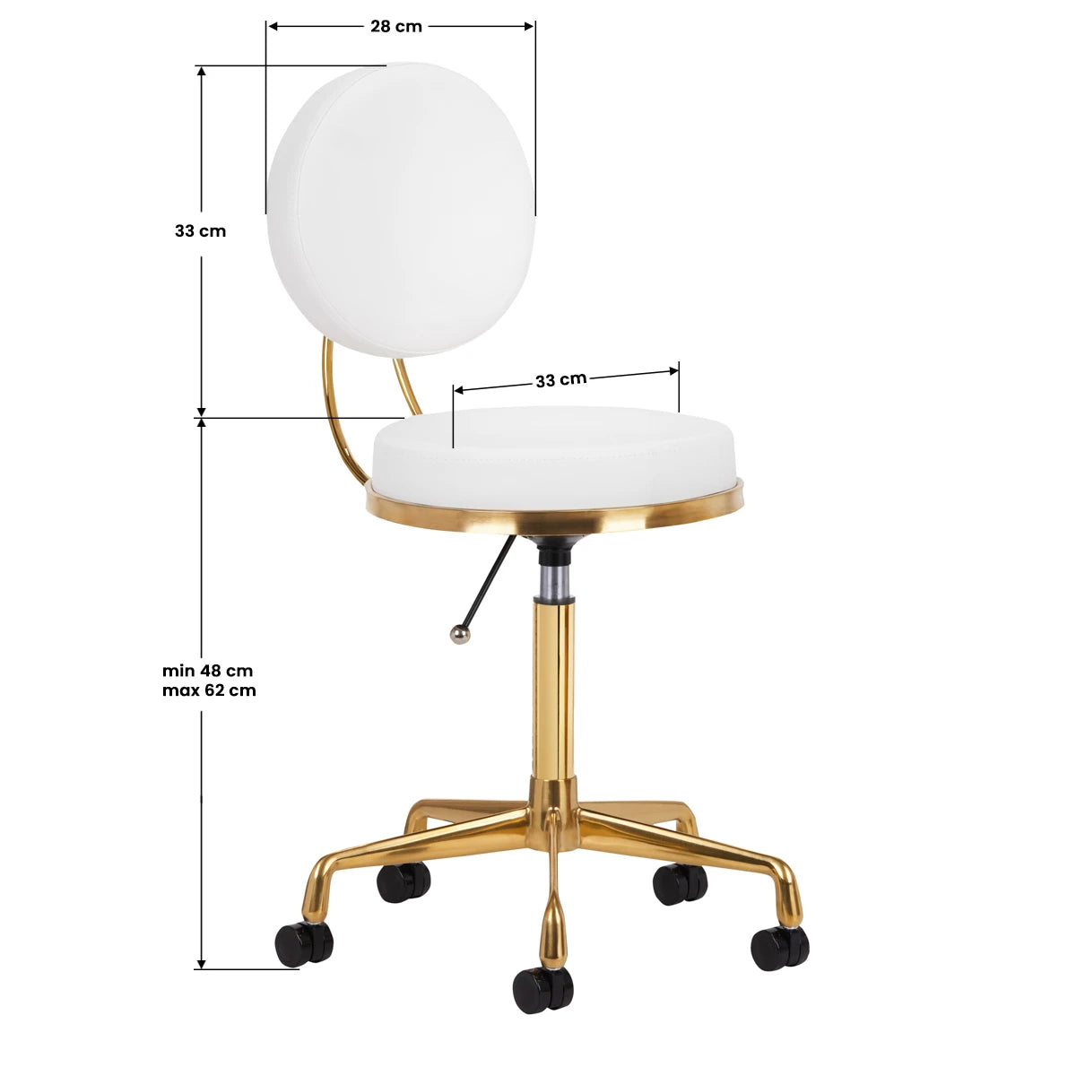 COSMETIC STOOL H5 WHITE GOLD