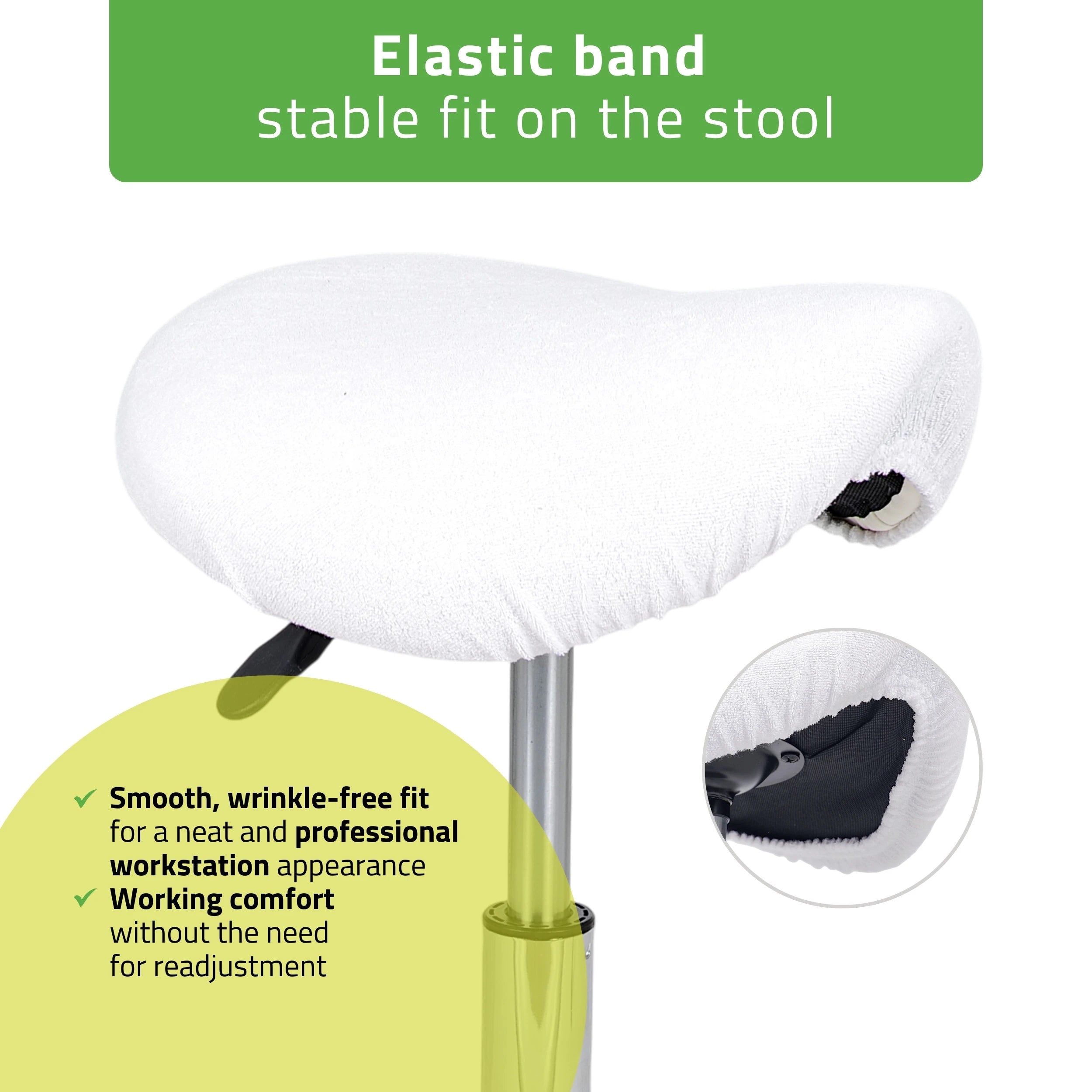 Froté potah se gumičkou na stoličku, průměr 60 cm, bílá