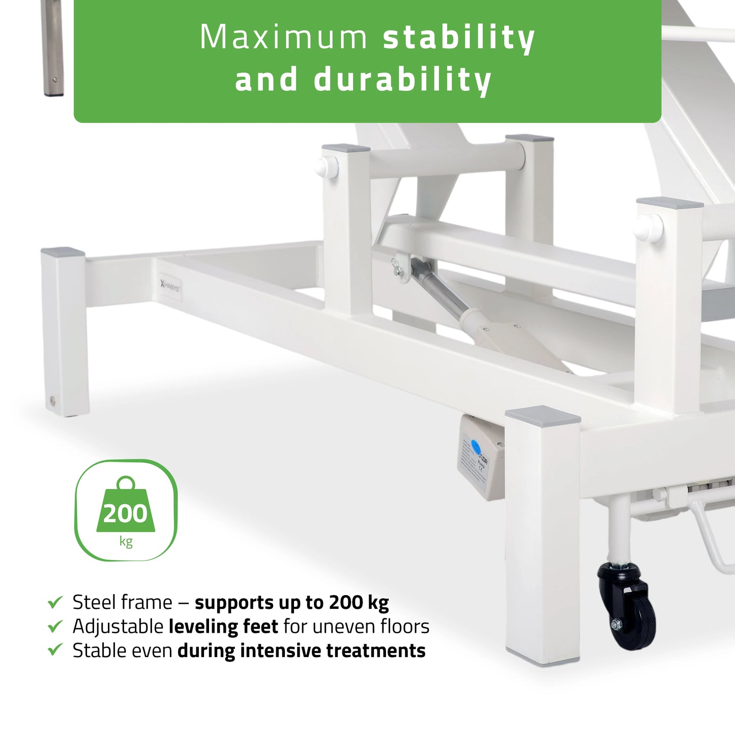 Fortis 4 ERGO Elektrische Therapieliege, mit Handfernbedienung und Höhenverstellung, ERGO Polsterung, k729 Hellgrau