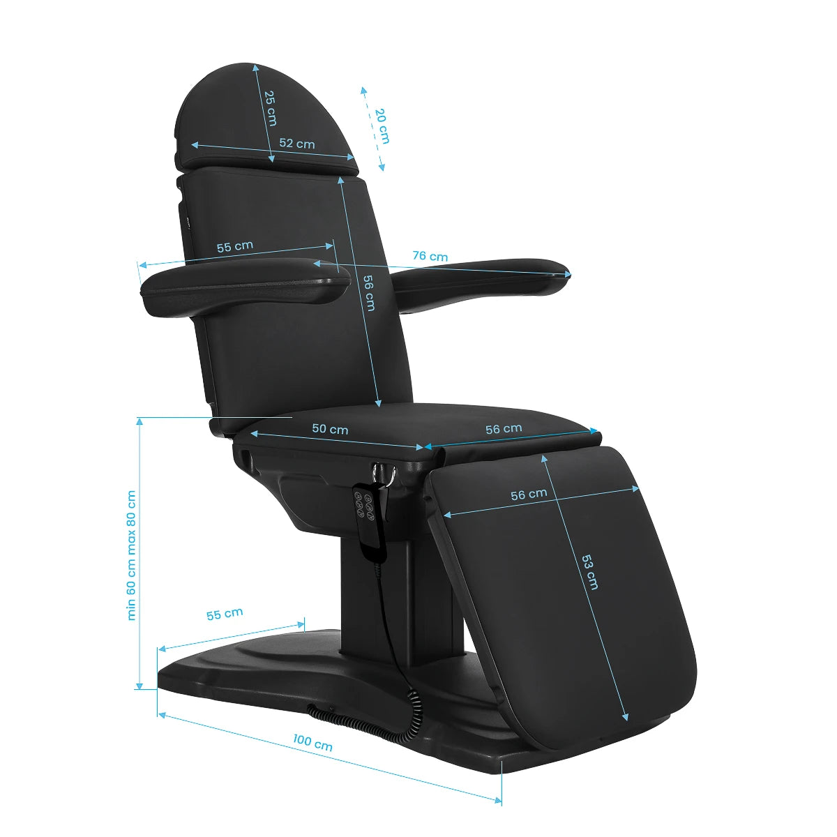 Elektriline Kosmeetiku kliendivoodi Sillon Eclipse, 3 mootoriga, must