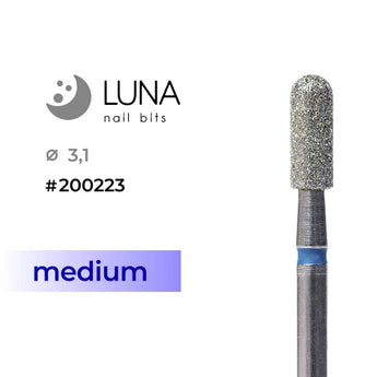 Luna Bits Алмазная насадка (фреза) Цилиндр закругленный (микрофон) 3.1-8, синяя