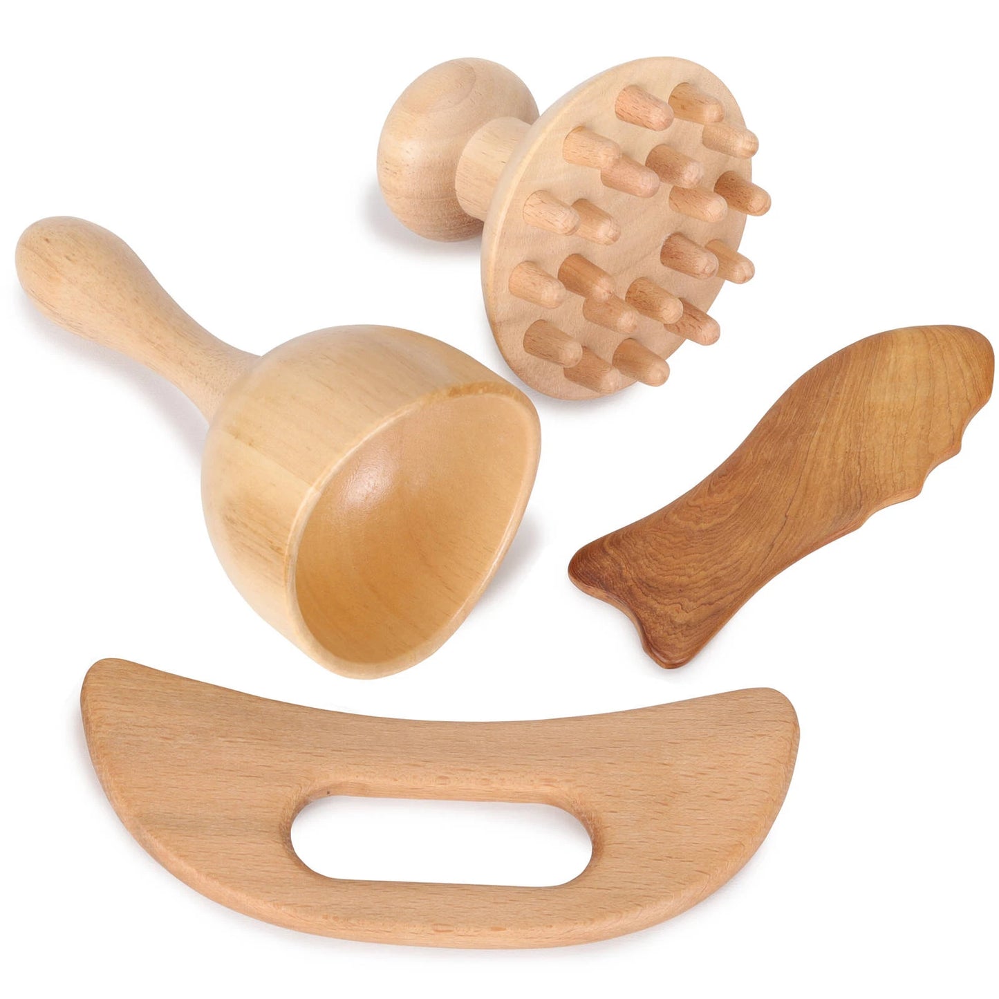Koka masāžas instrumentu komplekts, 4 gab.