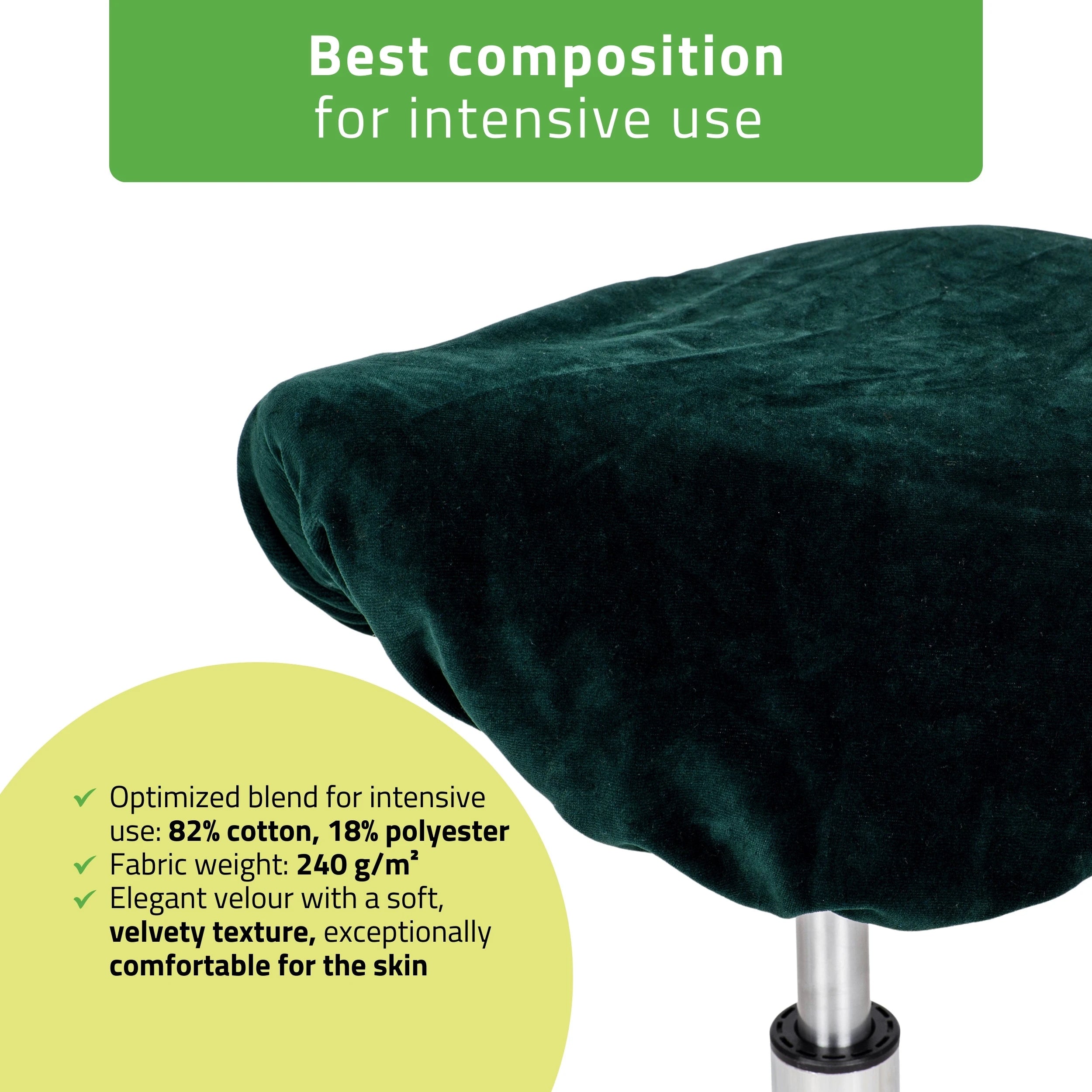 Velour stoltrekk med elastik, diameter 60 cm flaskegrøn