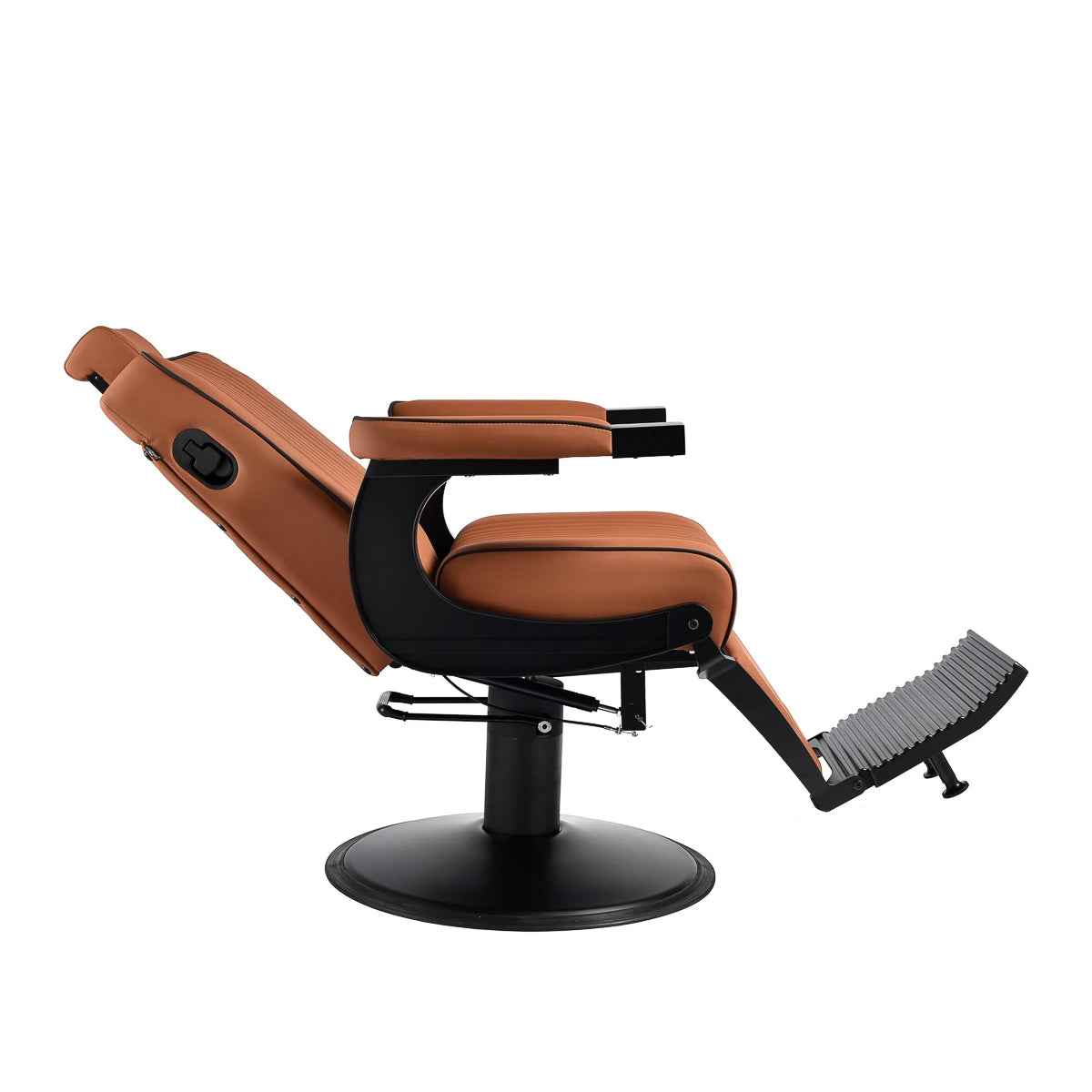 Gabbiano Levi barber chair with black frame brown without stitching at the back