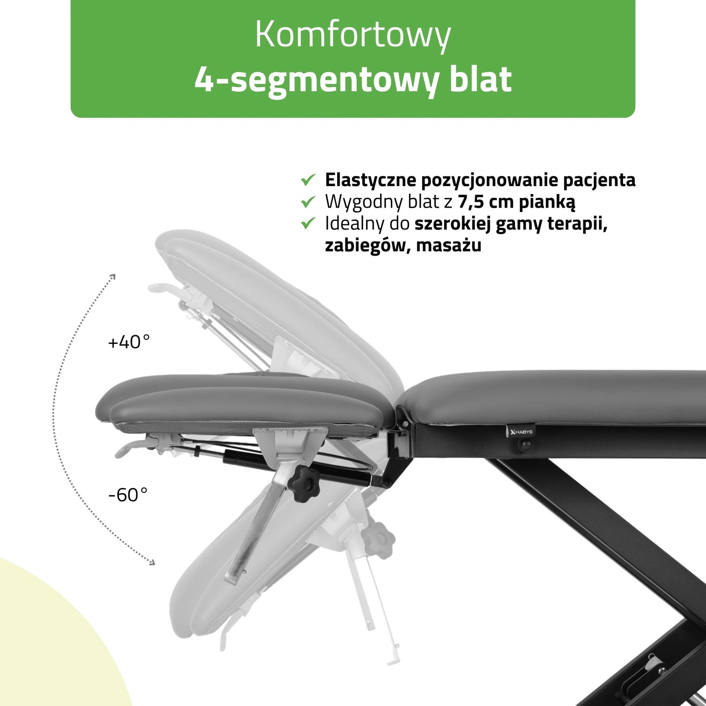 Evero Cross X4 ERGO therapy table, electric height adjustment with hand remote control, ERGO cushion, Touch Core k322 gray