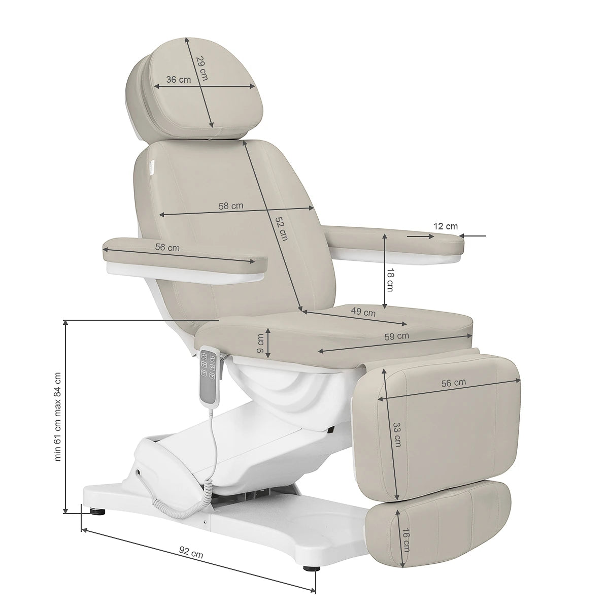 Electric cosmetic chair SILLON CLASSIC 3 motors sea salt