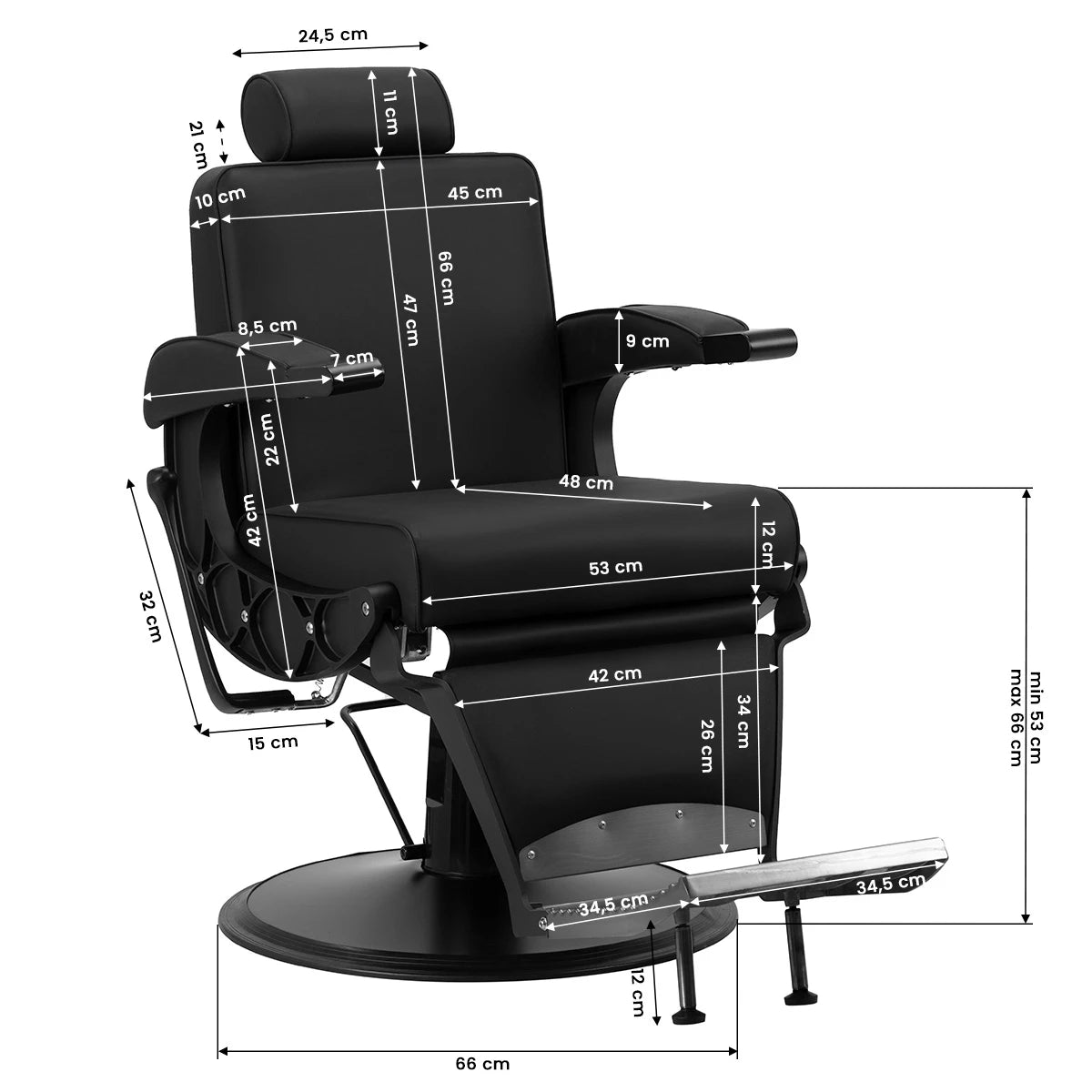 Gabbiano Barberstuhl Continental, Schwarz
