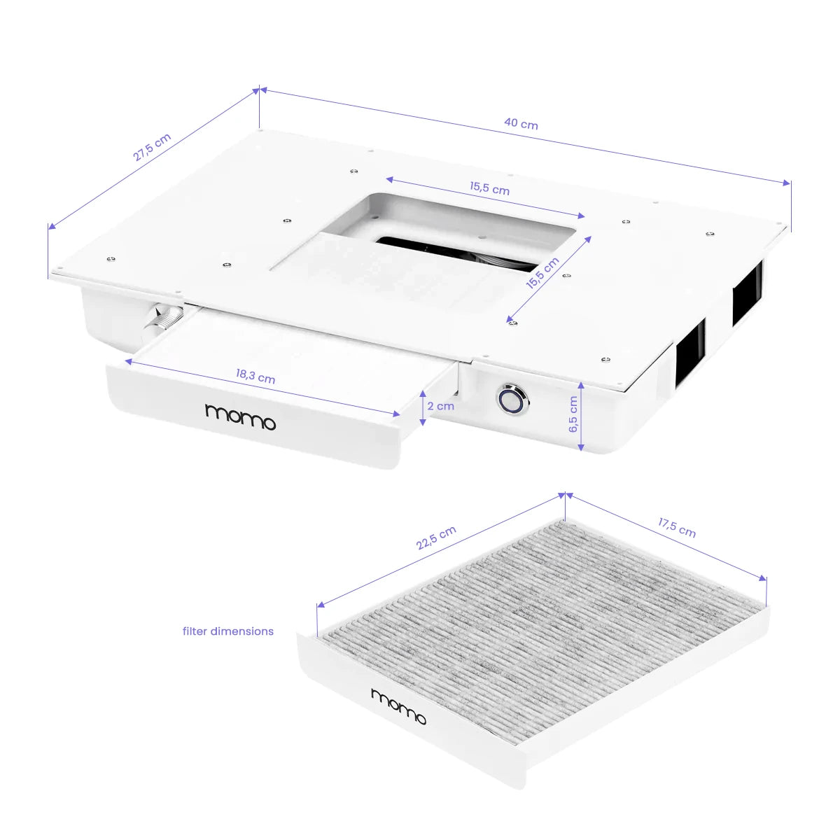 Cassette dust absorber momo profesional j02 white