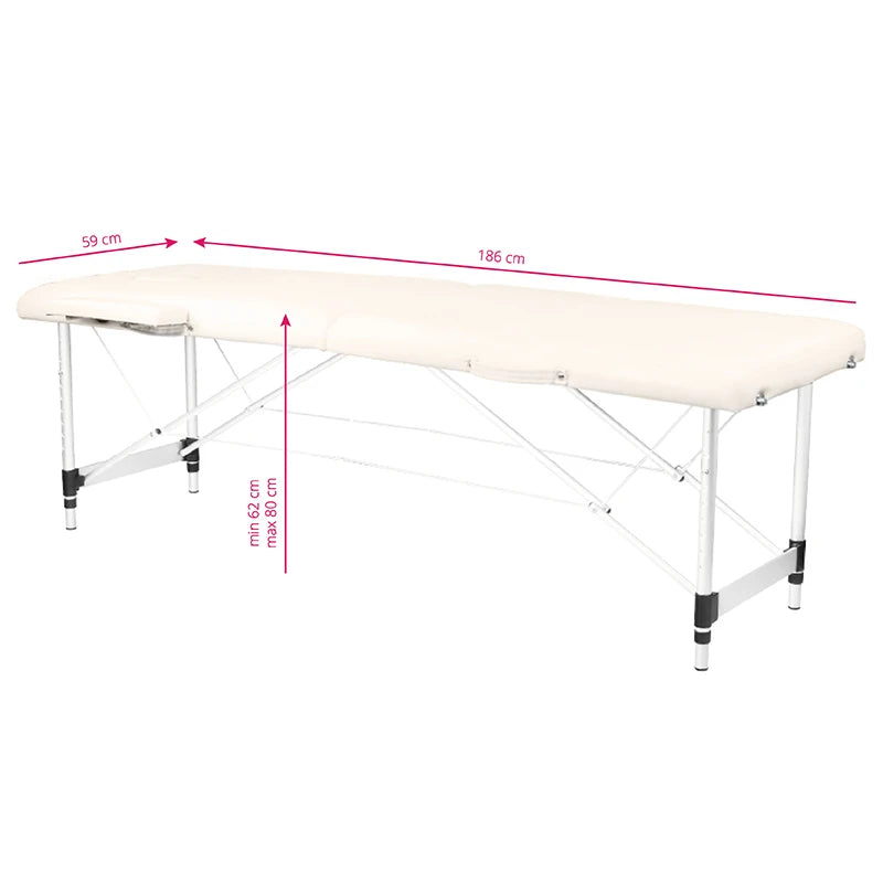 Opvouwbare massagetafel, aluminium comfort, 2-delig crème
