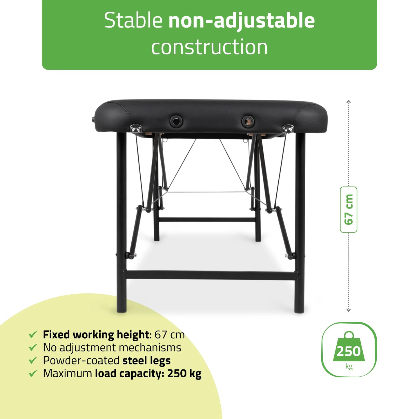 Pārnēsājams masāžas galds Rico 60 cm Comfy Base K515, melns