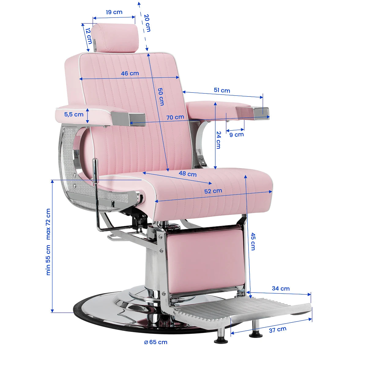 Gabbiano Visionerio barber chair pink chrome frame