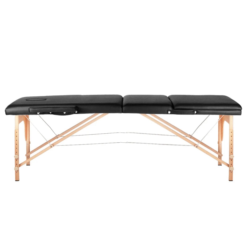 Opvouwbare massagetafel 3-delig comfort, zwart
