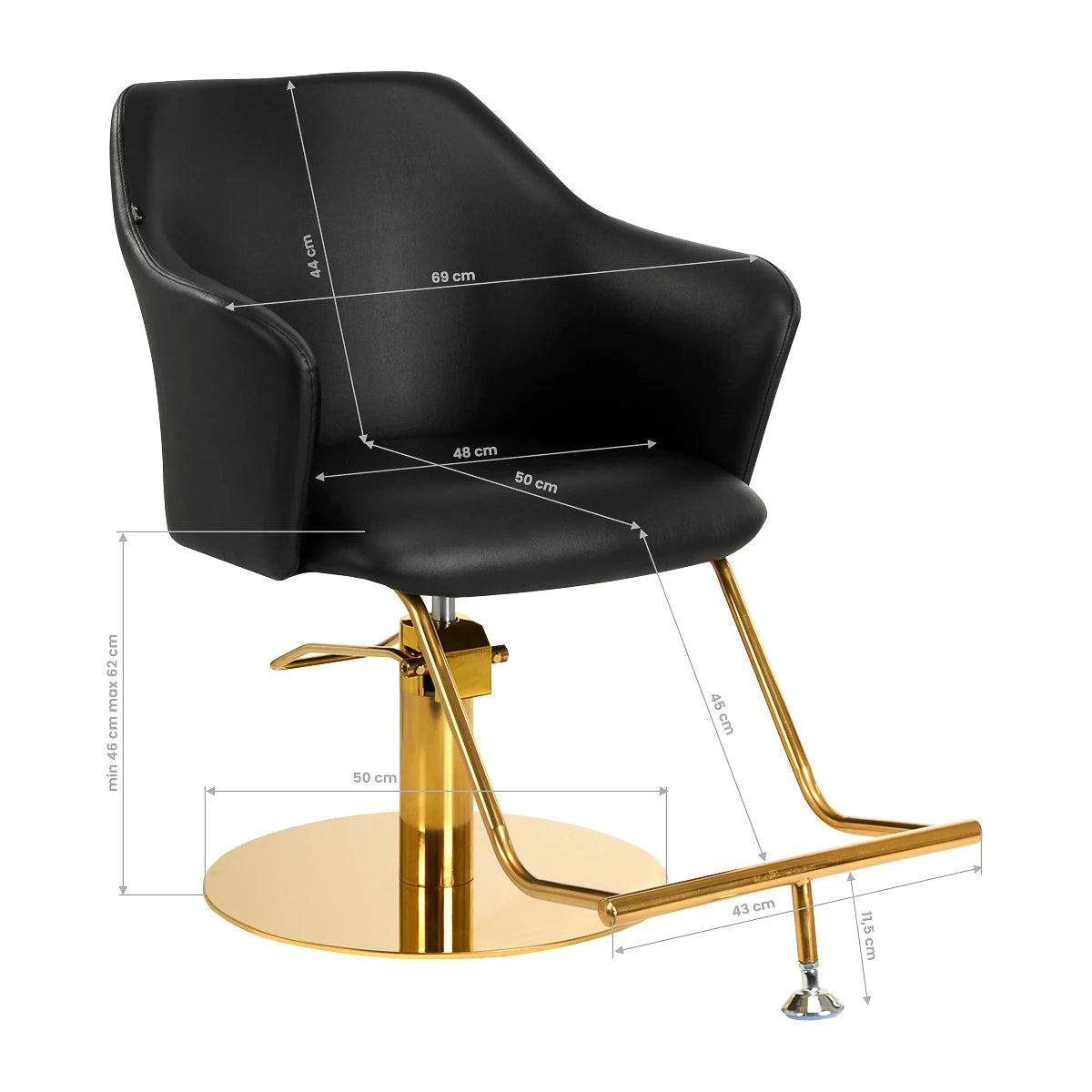 Frisørstol B204G, sort