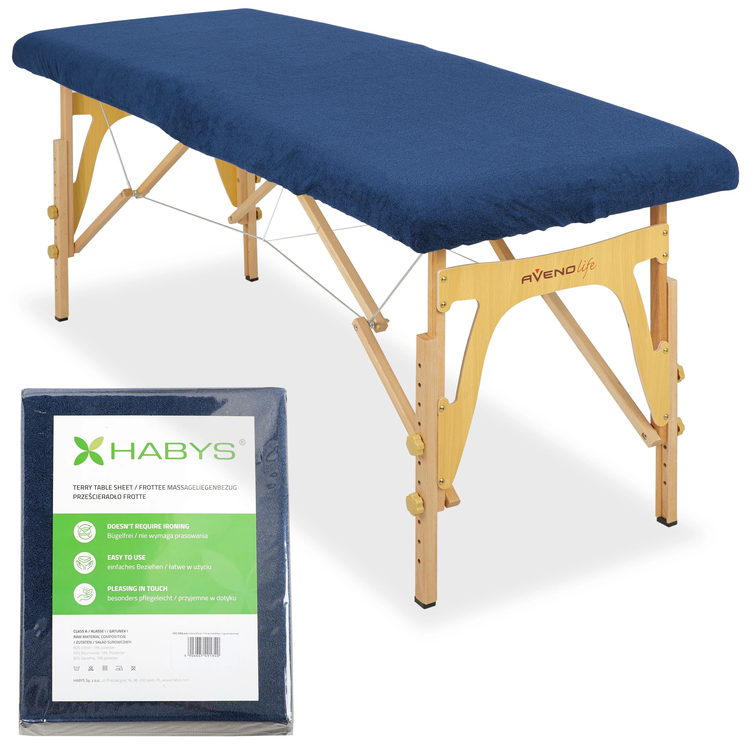 1-piece terry sheet for folding tables – 60/165 cm, navy blue