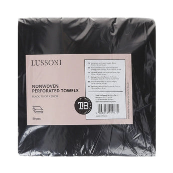 LUSSONI Perforated Nonwoven Towels, Black, 70 cm x 50 cm, 50 pcs