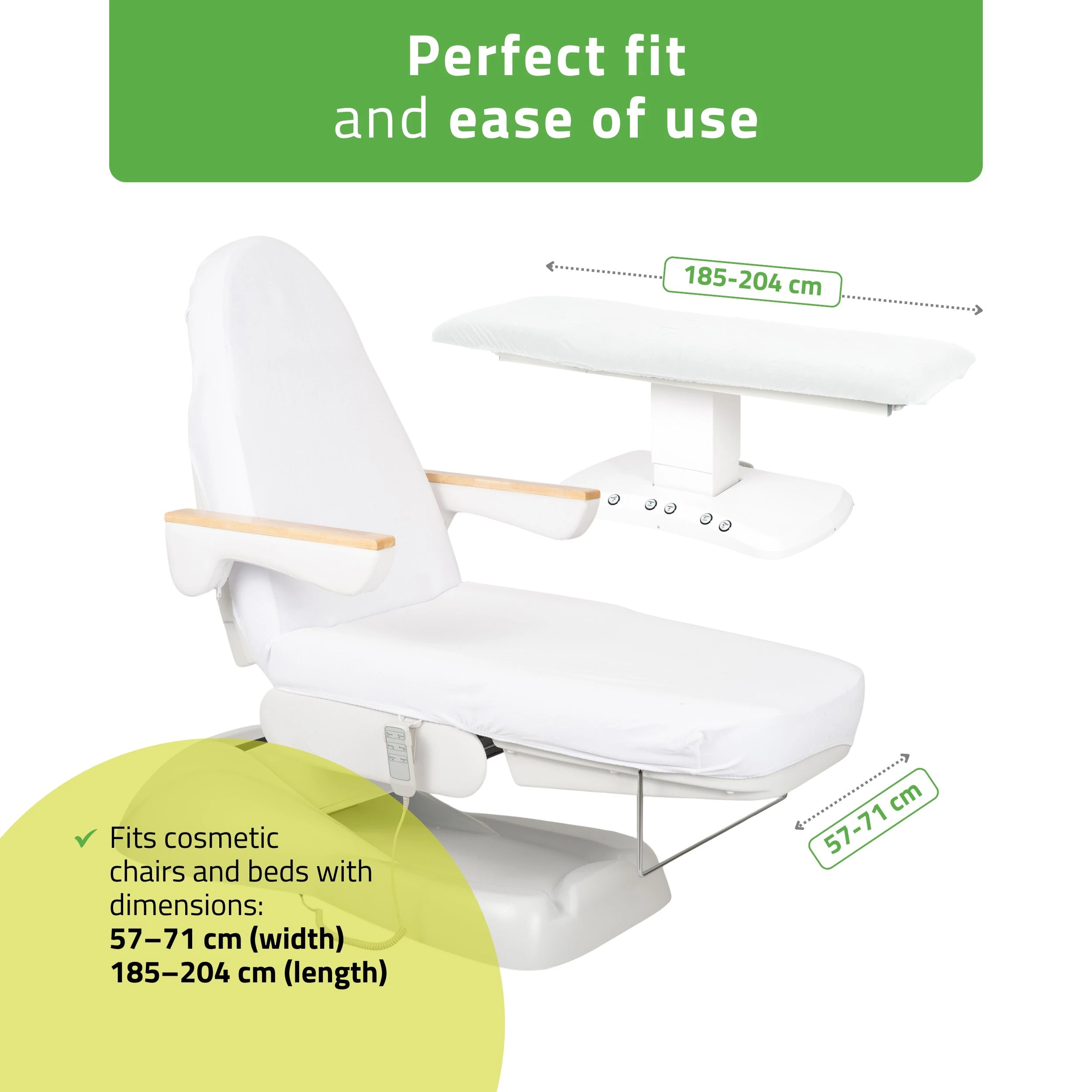 Velour sheet with elastic and ties for cosmetic chair, 70 × 190 cm white