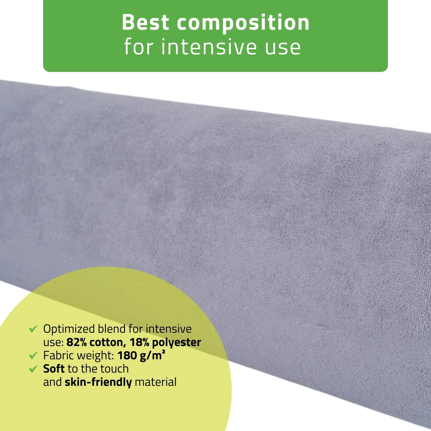 Frotte cover for bolster, 15 × 60 cm gray