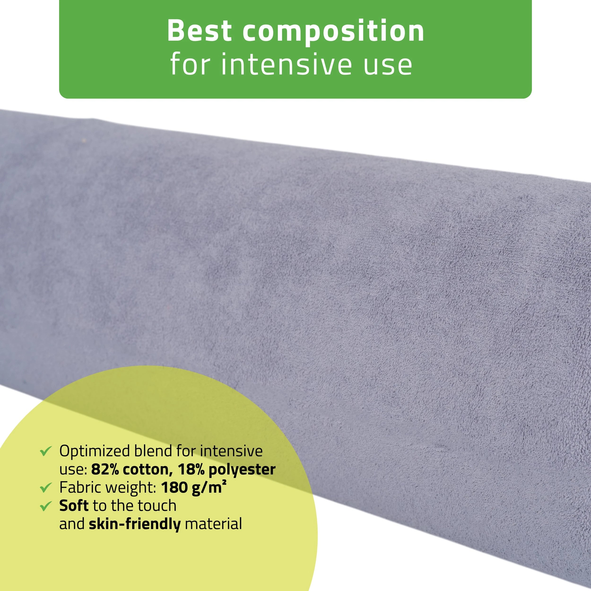 Frotte cover for bolster, 15 × 60 cm gray