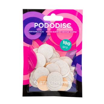 Disposable white files for pedicure disc PODODISC M EXPERT 100 grit (50 pcs)