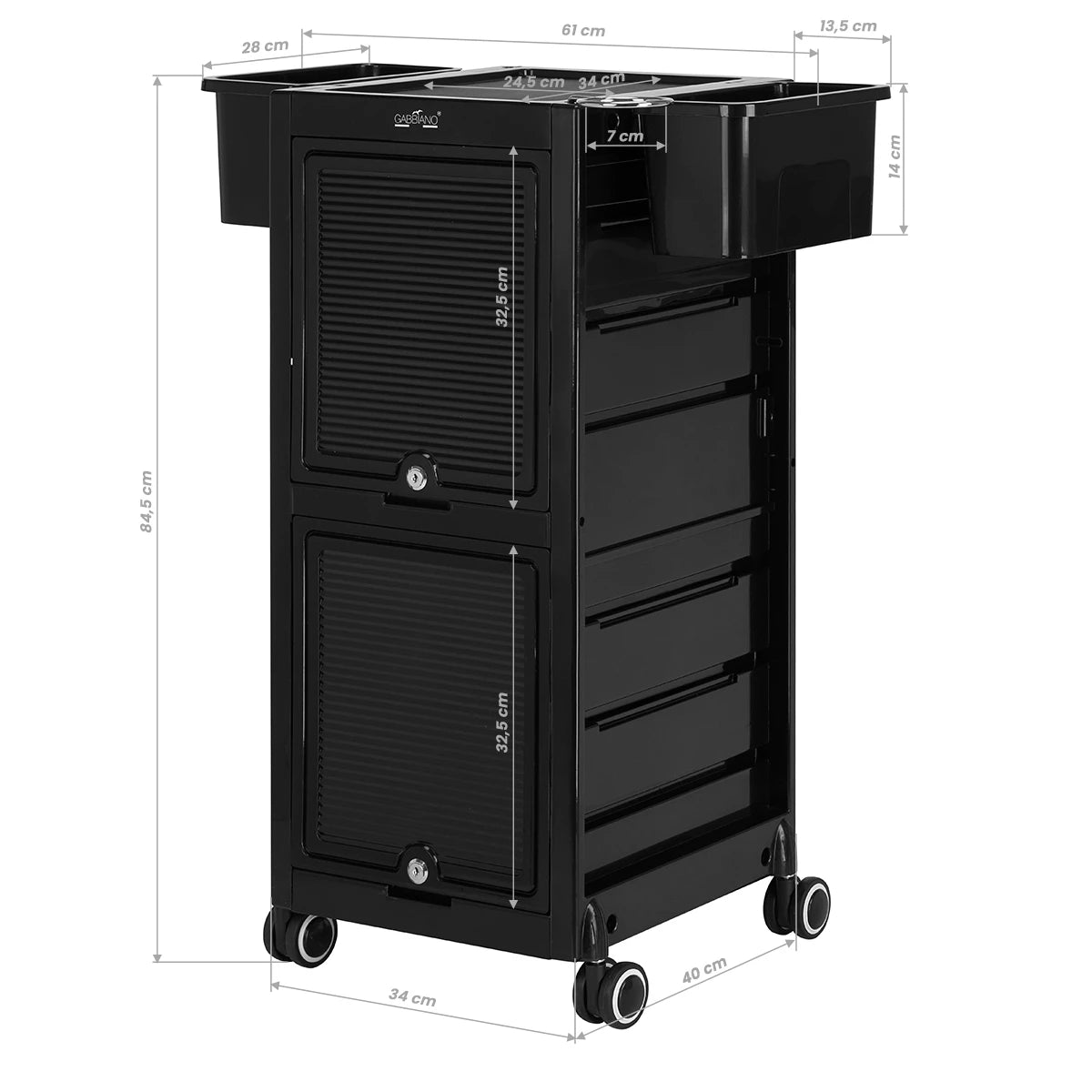 Парикмахерское тележка Gabbiano 68C, черная