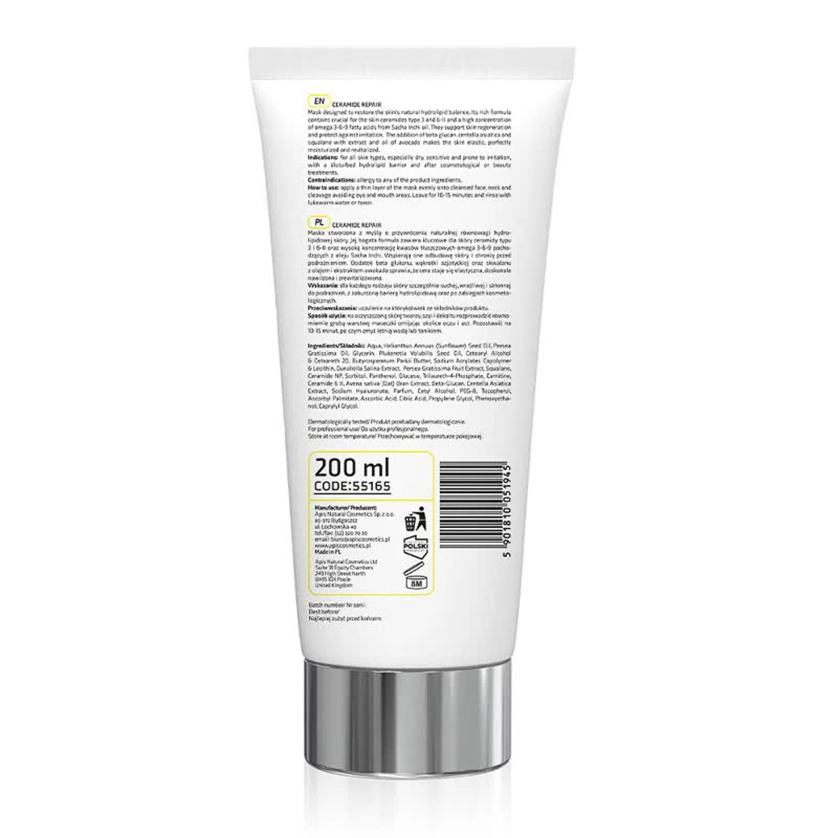 Apis CERAMIDE REPAIR, rekonstruojamoji kaukė su keramidais ir beta gliukanu, 200 ml