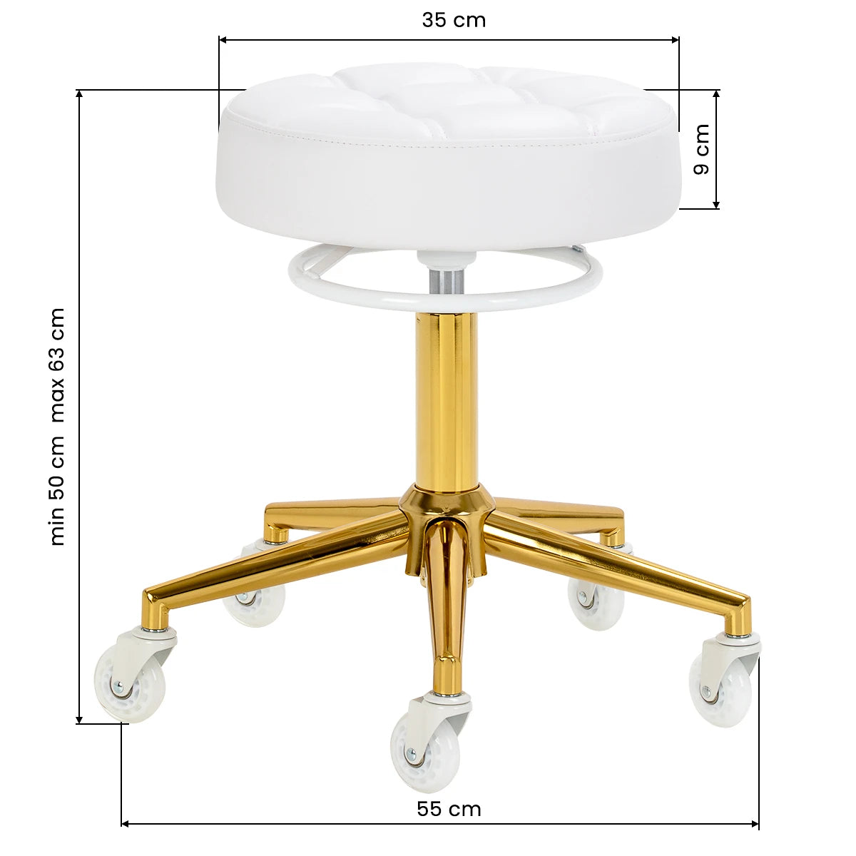 The Gabbiano D054G hairdressing stool gold white