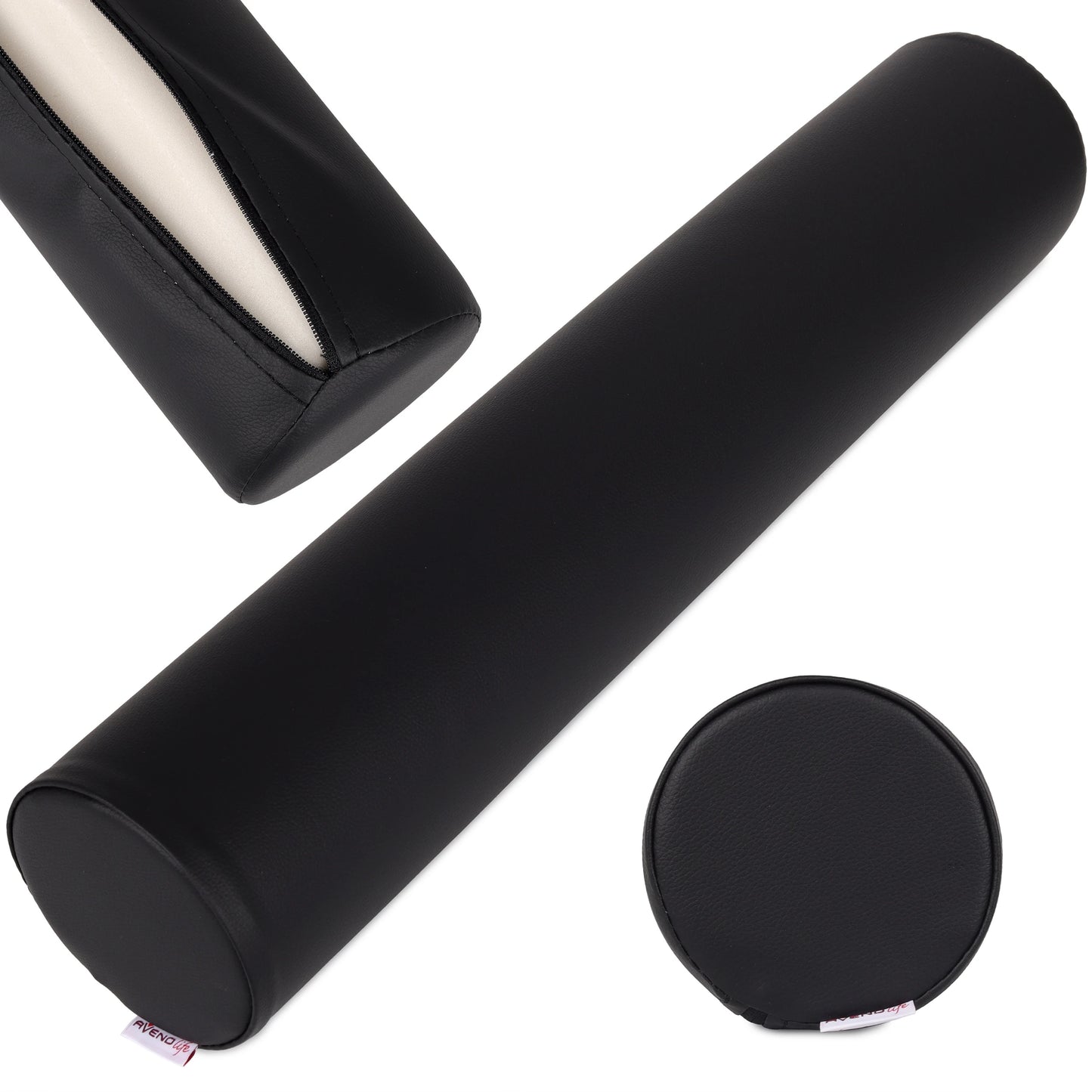 Rundes Nackenrolle 12x60 Comfy Base PU K515, Schwarz
