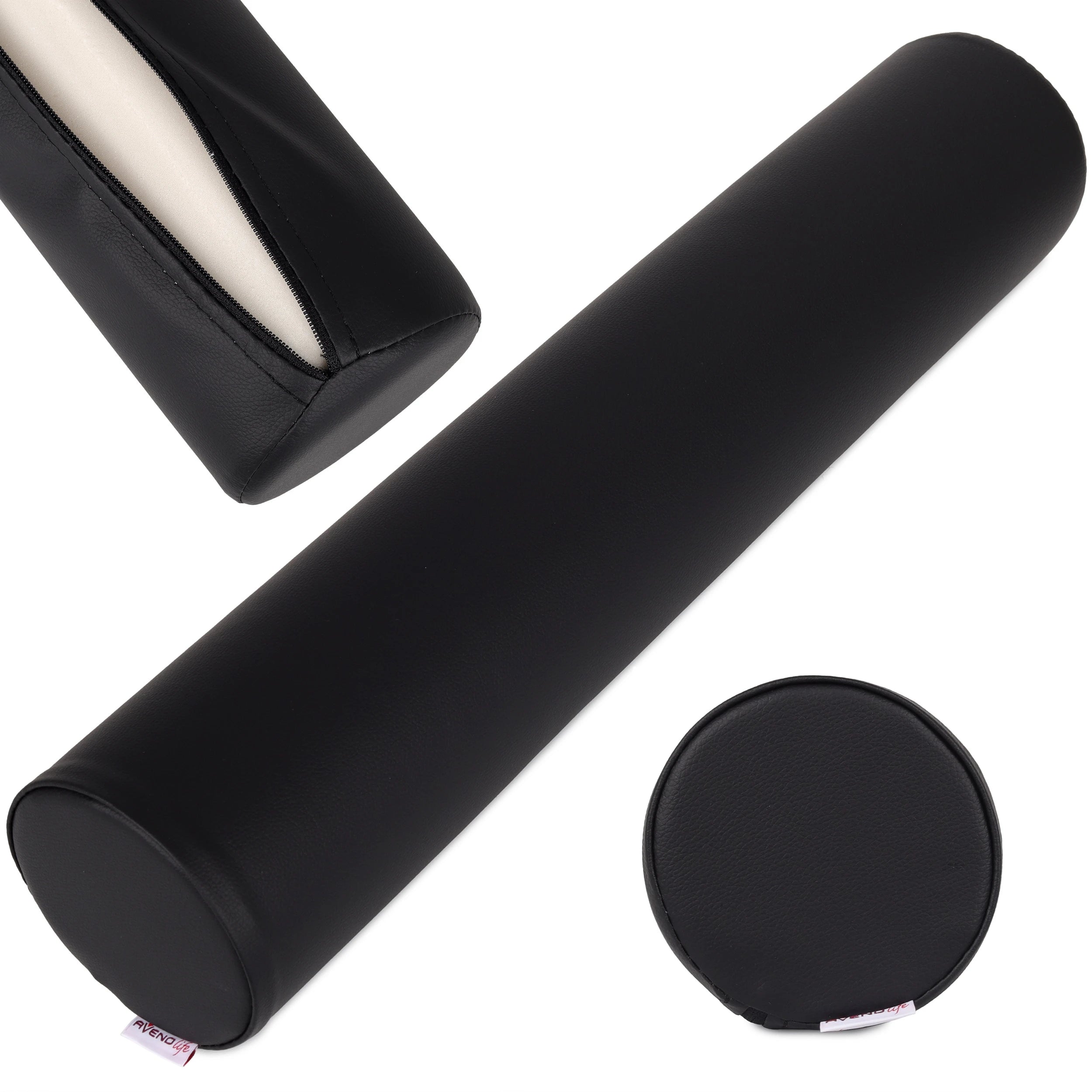 Rundes Nackenrolle 12x60 Comfy Base PU K515, Schwarz