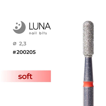 Luna Bits Алмазная насадка (фреза) Цилиндр закругленный (Микрофон) 2.3-7, красная
