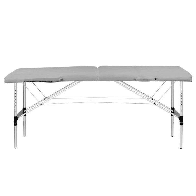 pliant table de massage, aluminium, 2-section, gris, comfort