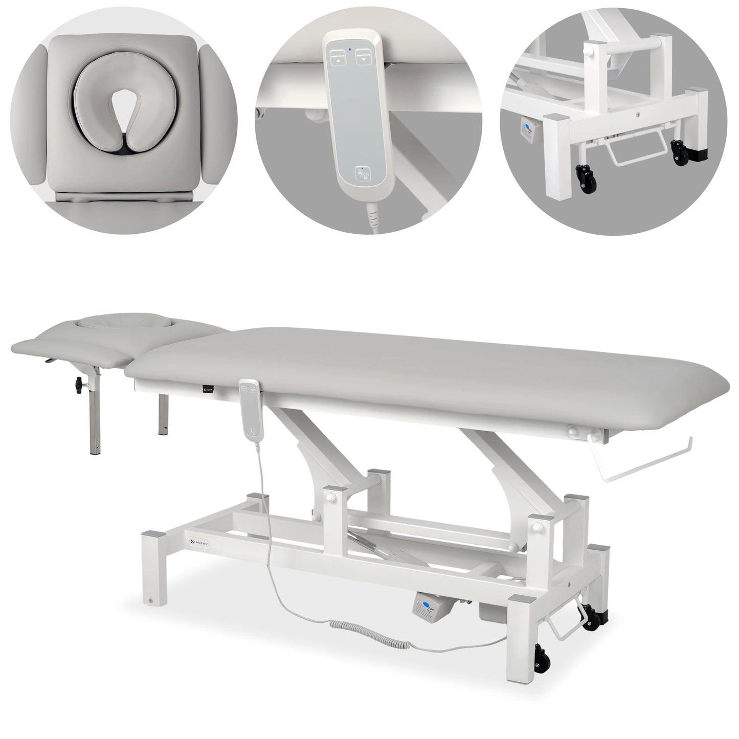 Fortis 4 ERGO Elektrische Therapieliege, mit Handfernbedienung und Höhenverstellung, ERGO Polsterung, k729 Hellgrau