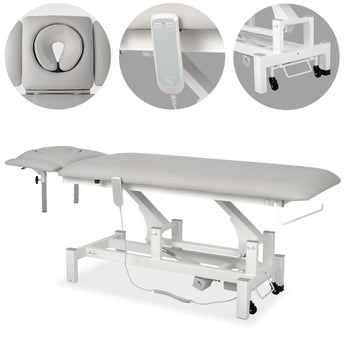 Fortis 4 ERGO treatment table, electric height adjustment with hand remote control, ERGO cushion, k729 light gray