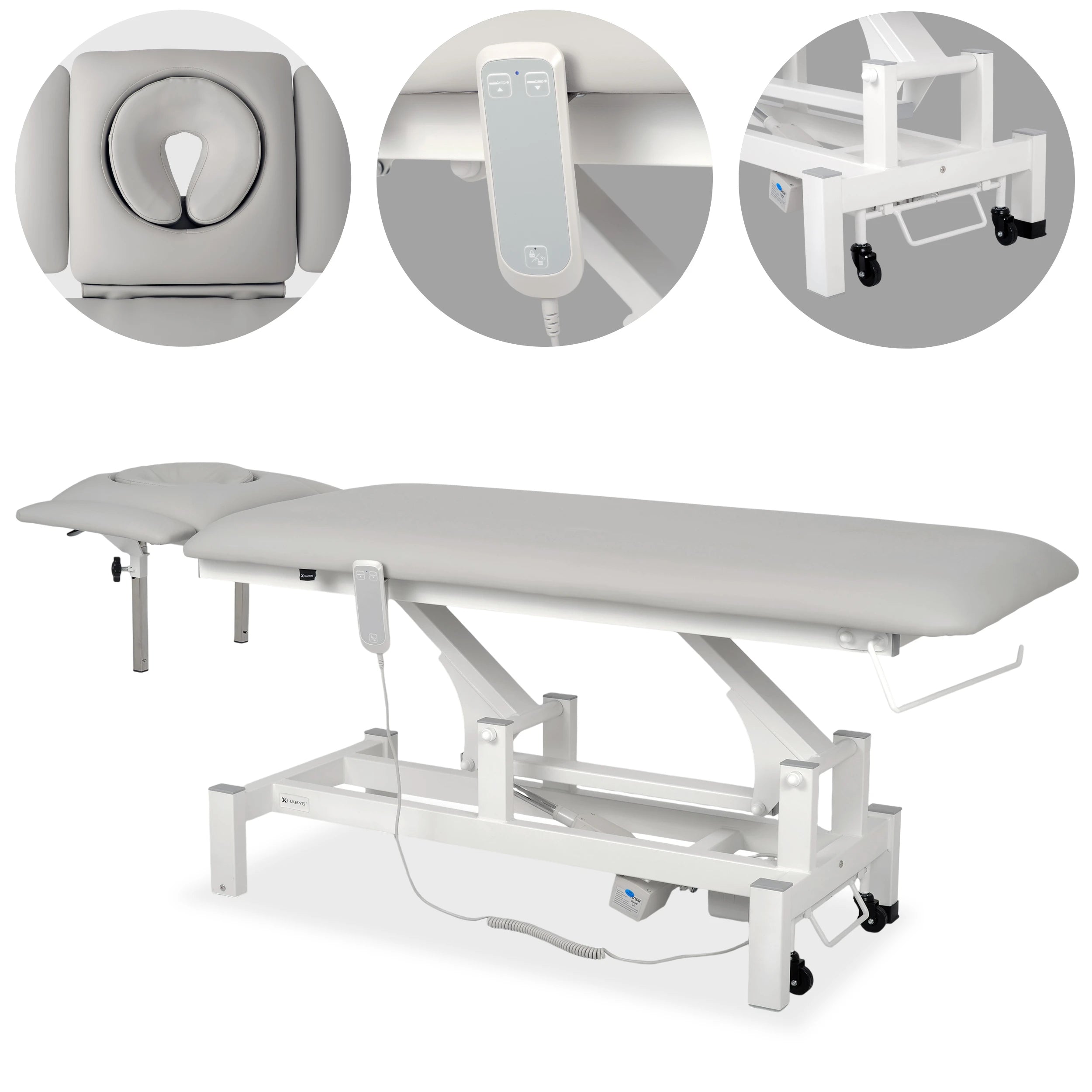 Fortis 4 ERGO Elektrische Therapieliege, mit Handfernbedienung und Höhenverstellung, ERGO Polsterung, k729 Hellgrau