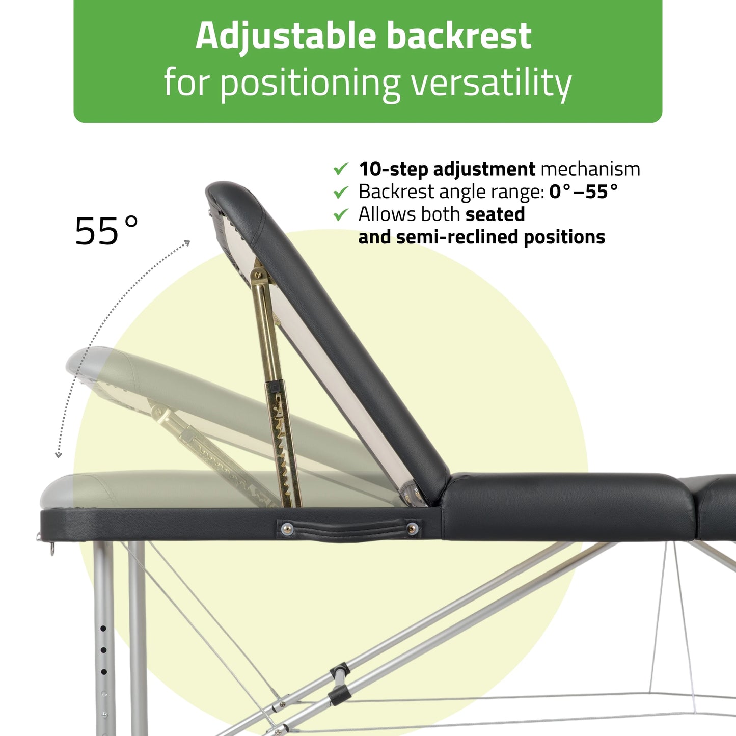 Adele 70 Comfy Base K515 Opvouwbare massagetafel, Zwart