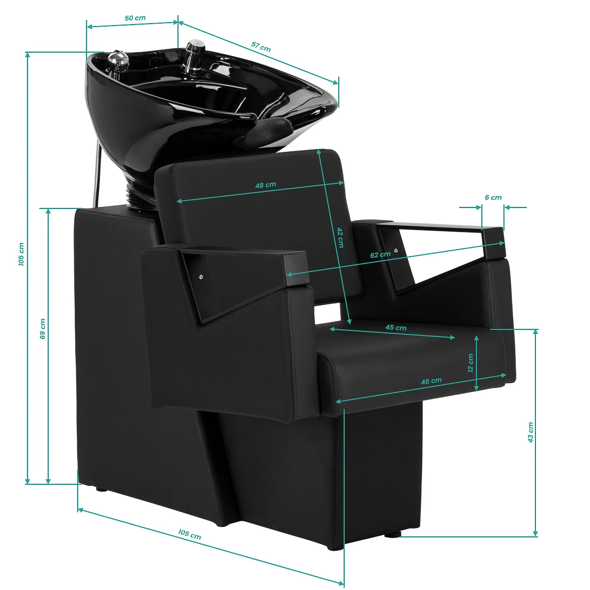Hair salon wash unit Hair System Duplex Noir