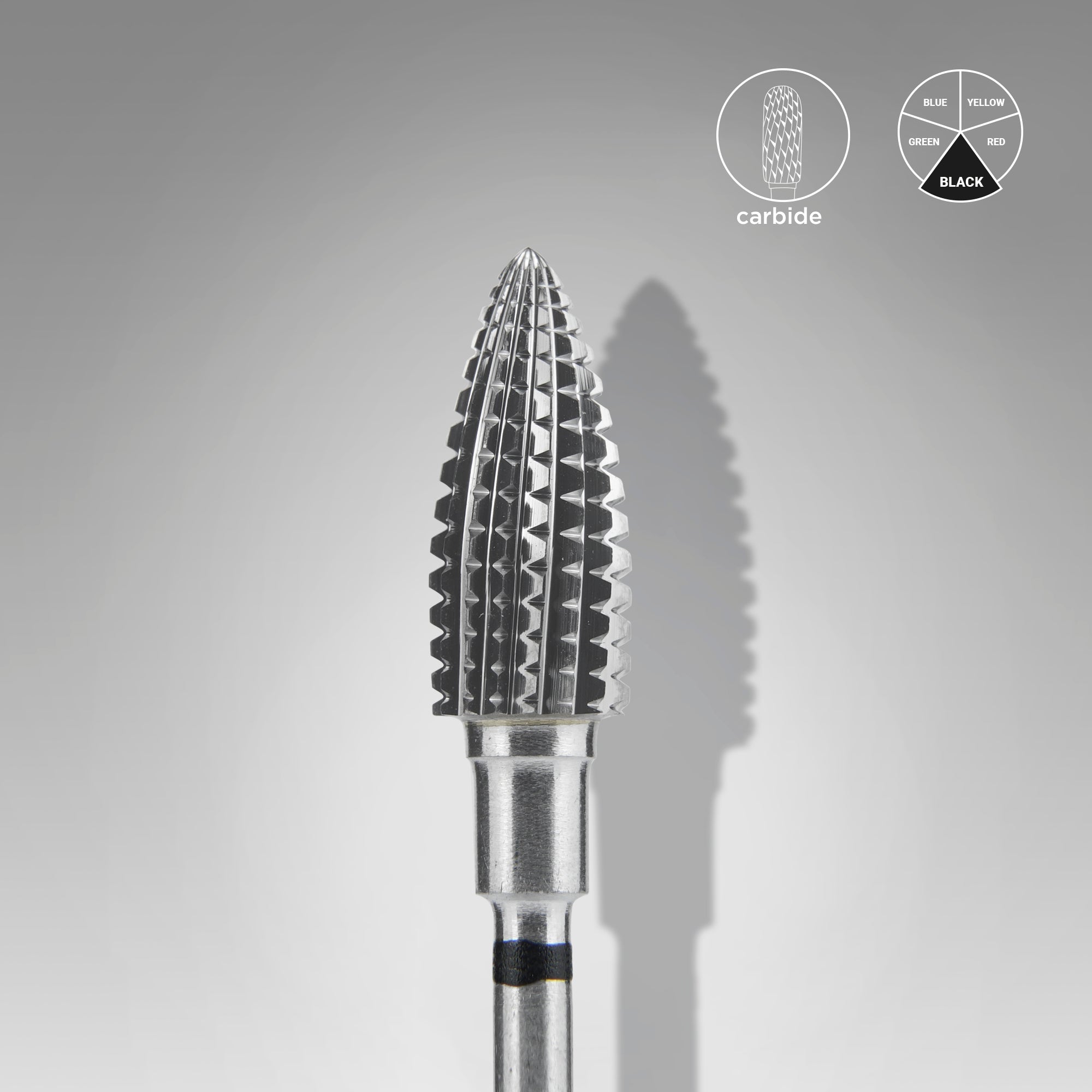 STALEKS EXPERT Carbide nail drill bit pine cone black hard, head diameter 6 mm, working part 14 mm - black / coarse